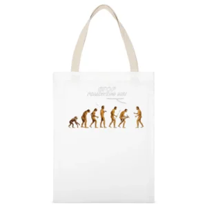 Stop Following Me Evolution White Canvas Tote Shopping Bag
