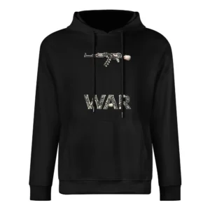 Stop the Violence war guns text fron bones and skull European Size Men Hoodie