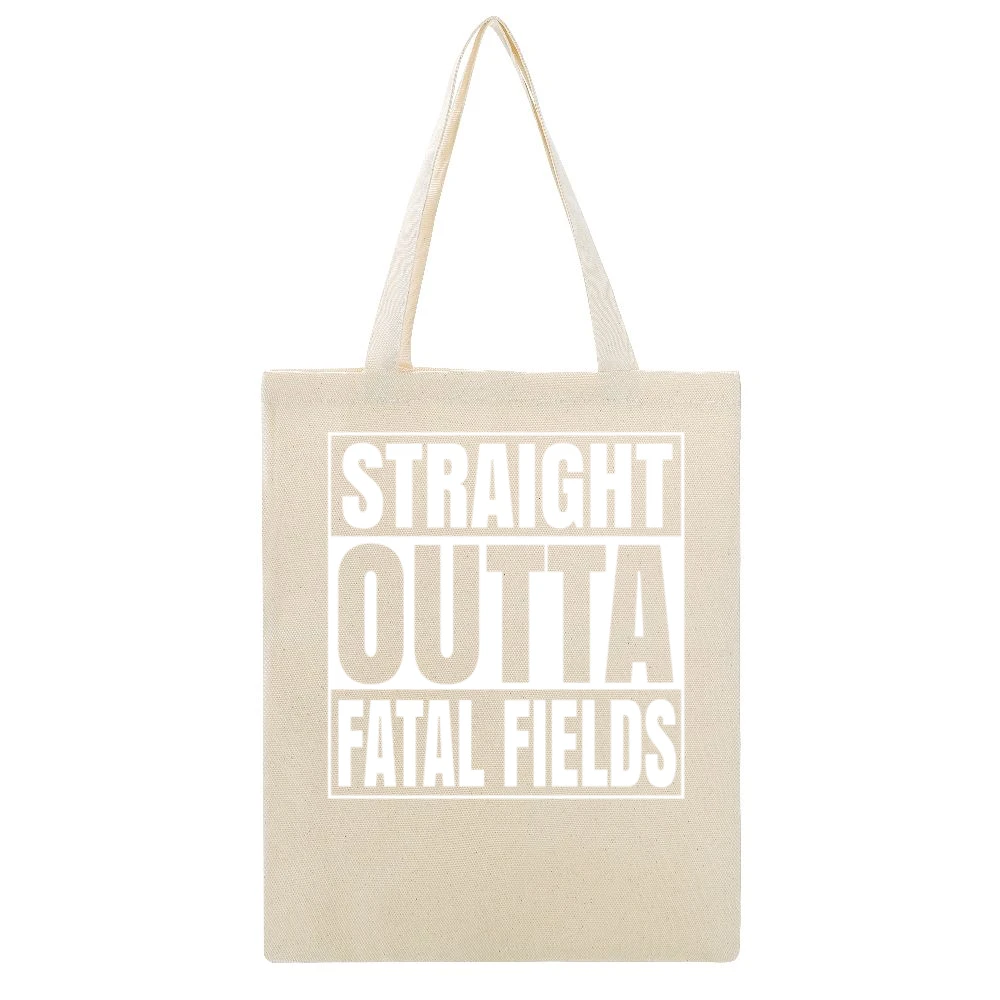 Straight Outta Fatal Fields Fortnite Battle Royale Funny Video Game T Beige Canvas Tote Shopping Bag