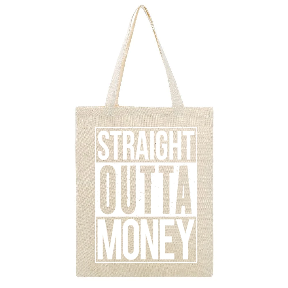 Straight Outta Money Funny Compton Parody Beige Canvas Tote Shopping Bag