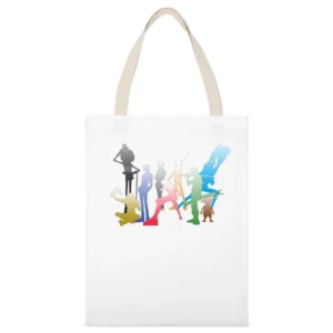 Straw Hat Pirates Member Luffy Zoro Nami Usop Sanji Chopper Robin Fran White Canvas Tote Shopping Bag