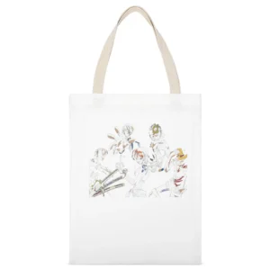 Strawhat pirates early member Monkey D Luffy Roronoa Zoro Usop Sanji N White Canvas Tote Shopping Bag