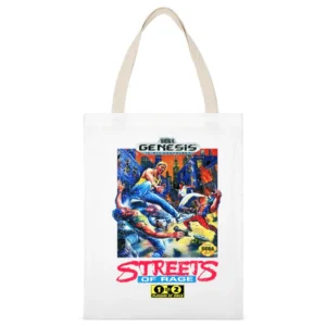 Streets Of Rage Sega Genesis Old School Retro Video Game Fan Distresse White Canvas Tote Shopping Bag