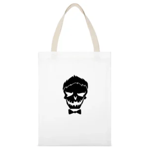 Suicide Squad Skull Tshirt White Canvas Tote Shopping Bag
