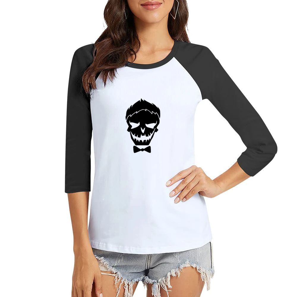 Suicide Squad Skull Tshirt Women Ladies 3-4 Sleeve T-Shirt