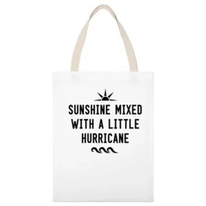 Sunshine Mixed With A Little Hurricane Fun Summer Party Graphic Tee Sh White Canvas Tote Shopping Bag