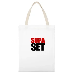 Supa Set Tshirt White Canvas Tote Shopping Bag