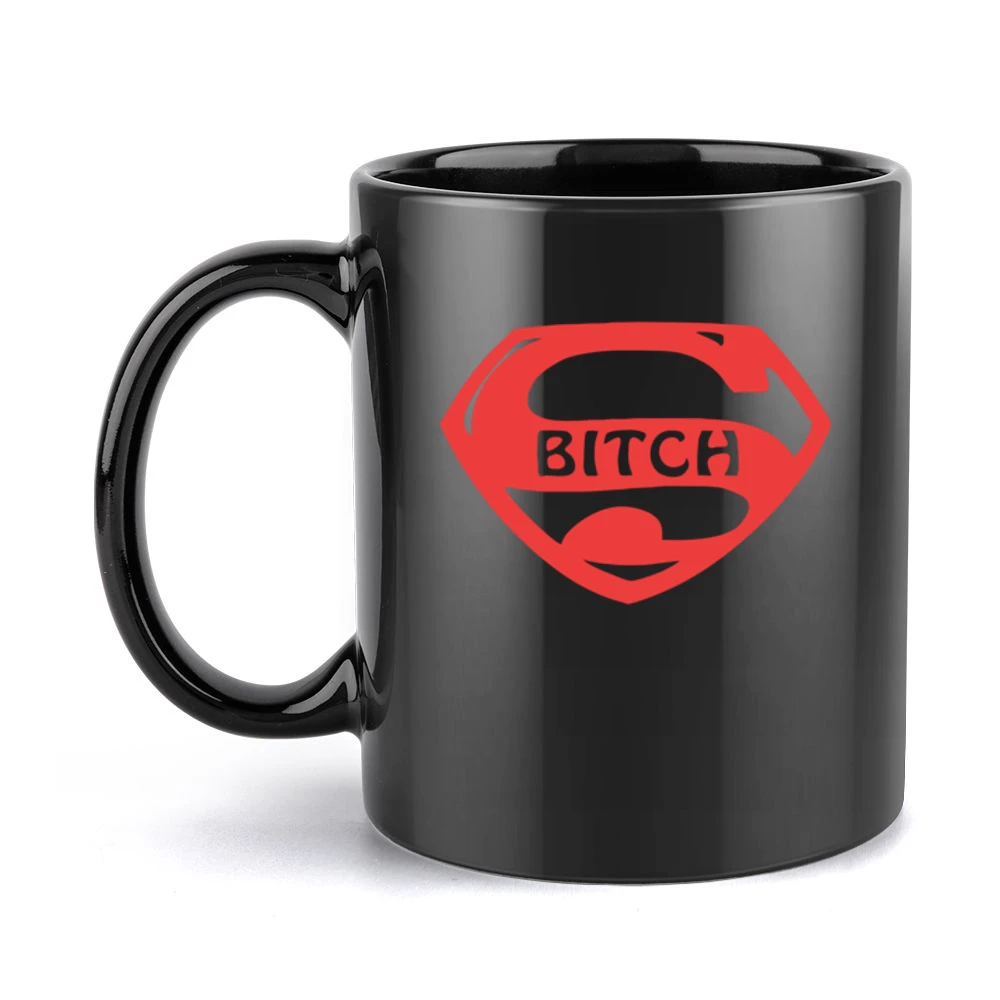 Super Bitch funny comic characters parody super hero Black Mug