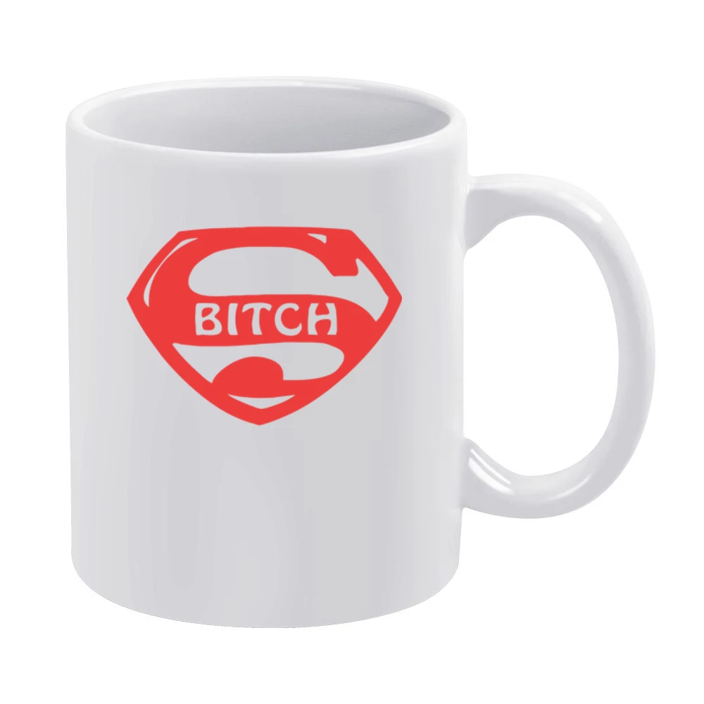 Super Bitch funny comic characters parody super hero White Mug