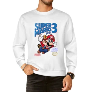 Super Mario Bros 3 Nes Nintendo Old School Retro Video Game Fan Distre European Size Pullover Sweater