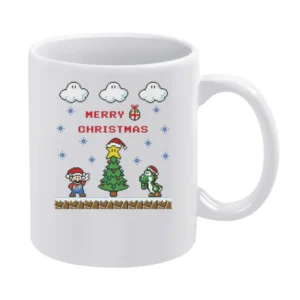 Super Mario Yoshi Merry Christmas Retro Video Game Fan Holiday Red T S White Mug