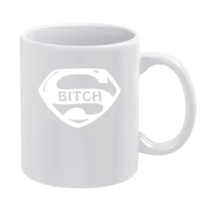 Super hero comic character parody funny super bitch White Mug