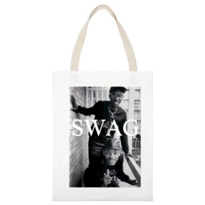 Swag Vintage Will Smith Fresh Prince Cool Urban Hip Hop Graphic T Shir White Canvas Tote Shopping Bag