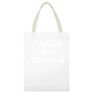 Tacos And Tequila Fun Popular Food Lover Graphic White Canvas Tote Shopping Bag