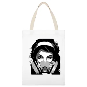 Tagger chick White Canvas Tote Shopping Bag