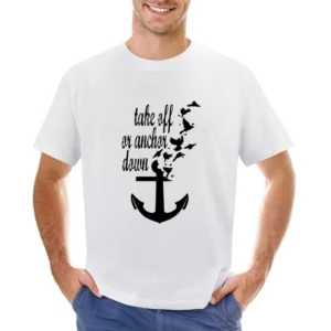 Take Off Or Anchor Down Flying Birds Graphic Tee Shirt Asian Size Men T-Shirt