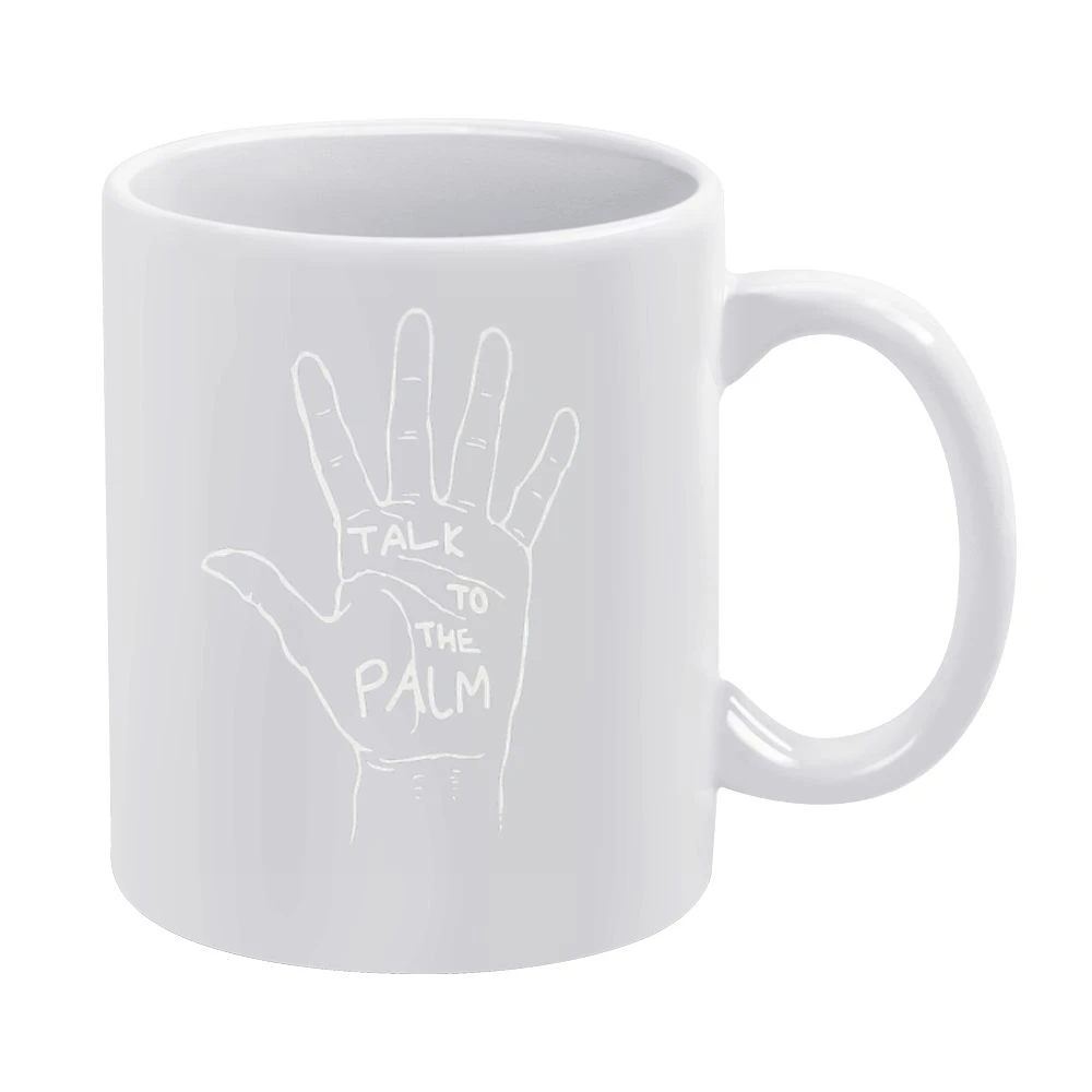 Talk To the Palm Funny Hand Drawing Graphic Tee Shirt White Mug