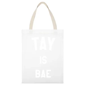 Tay Is Bae Fun Popular Swift Music 1989 Tour Graphic White Canvas Tote Shopping Bag