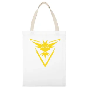 Team Instinct Pokemon Go White Canvas Tote Shopping Bag