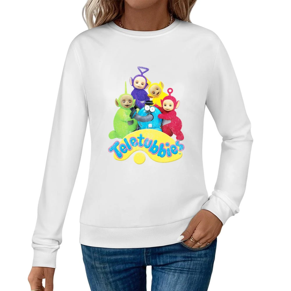 Teletubbies Fun Distressed Vintage Style Popular TV Show Tee Shirt Women Pullover Sweatshirt