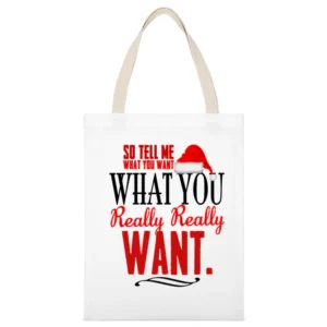 Tell Me What You Want Fun Christmas Spice Girls Tee Shirt White Canvas Tote Shopping Bag