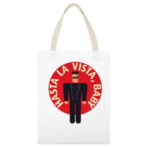 Terminator arnold Hasta la vista baby funny machine White Canvas Tote Shopping Bag