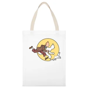 The Adventures Of Tintin Fun Popular Vintage Style Tv Show Graphic T S White Canvas Tote Shopping Bag