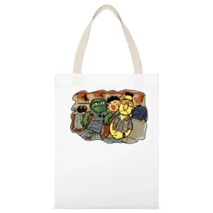 The Big Lebowski Movie Sesame Street Parody White Canvas Tote Shopping Bag