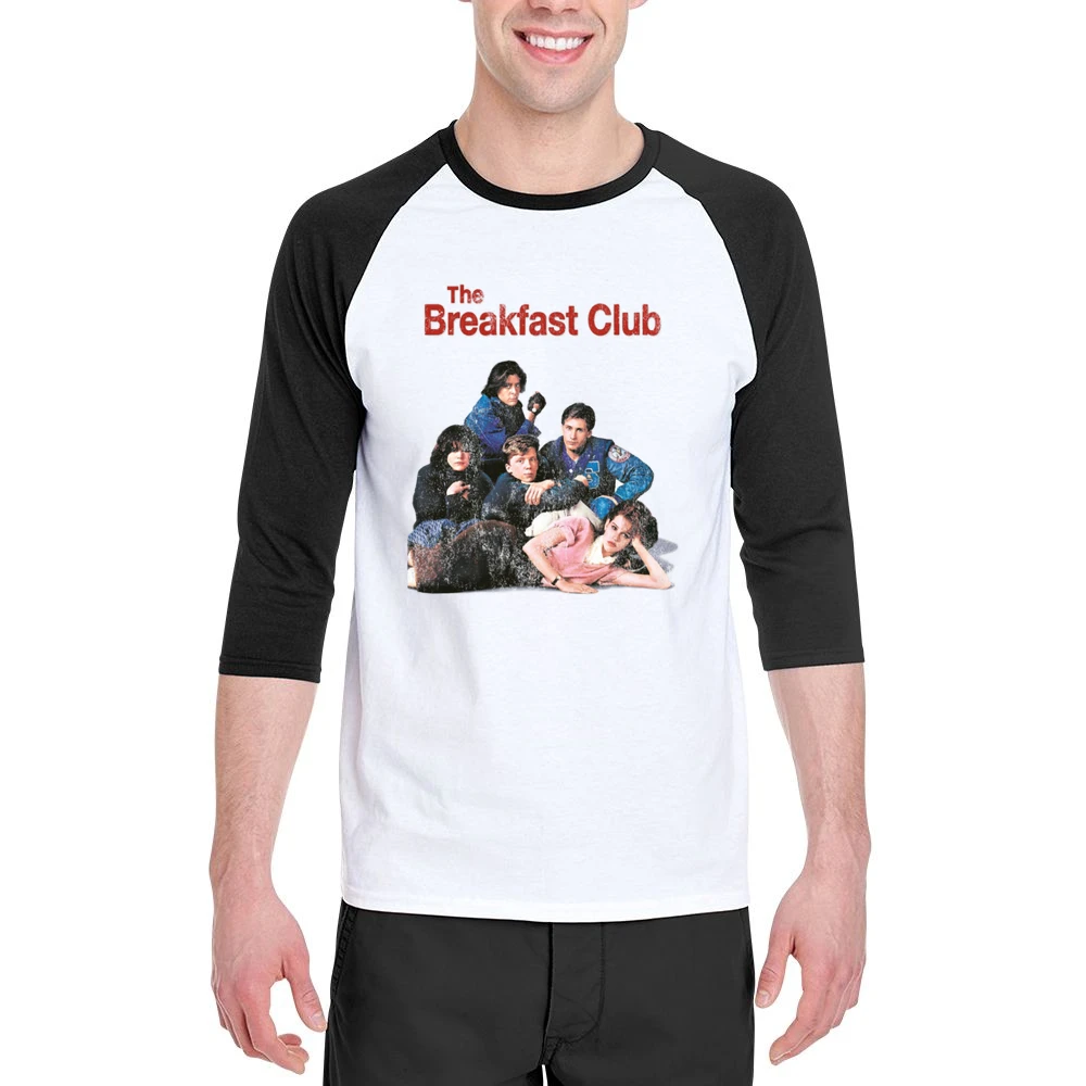 The Breakfast Club Cool Fun 80s Vintage Style Distressed Look Graphic Men 3/4 Sleeve T-Shirt