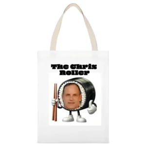 The Chris Roll White Canvas Tote Shopping Bag