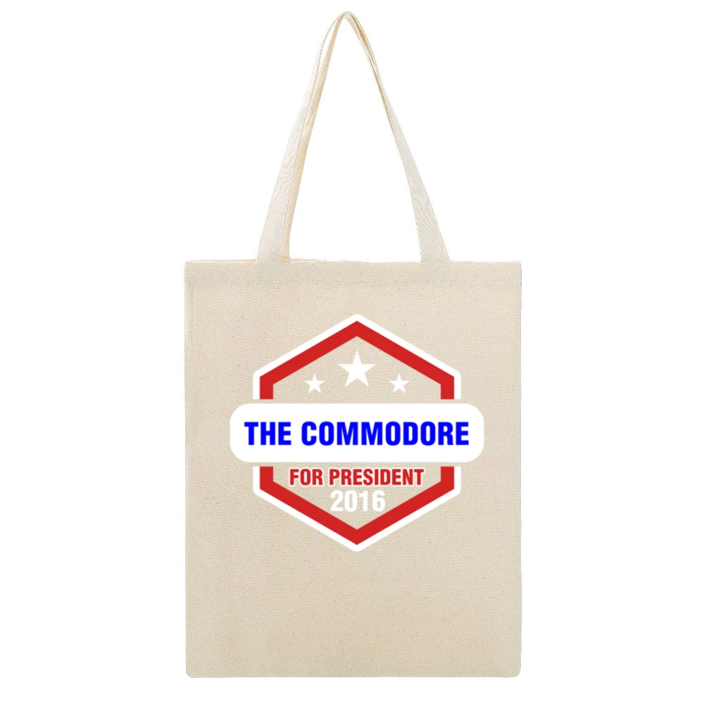 The Commodore For President 2016 Boardwalk Empire TV Show Beige Canvas Tote Shopping Bag