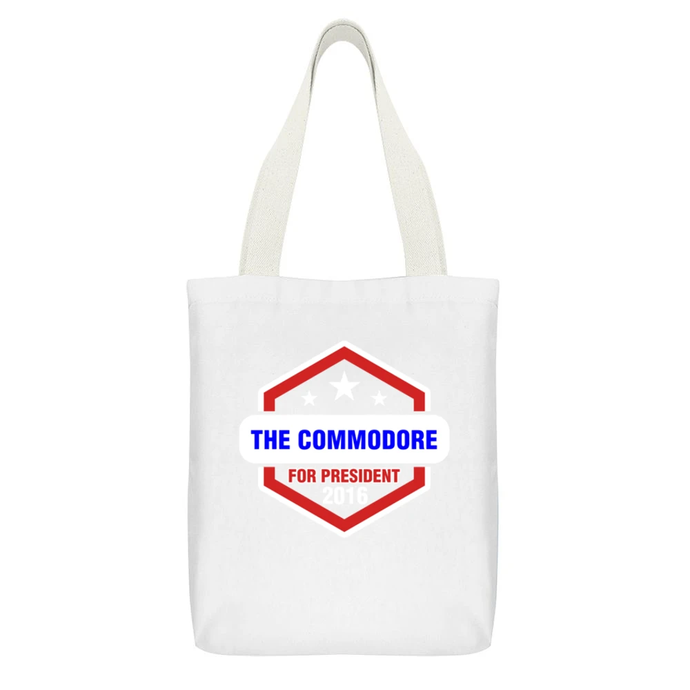 The Commodore For President 2016 Boardwalk Empire TV Show White Canvas Tote Shopping Bag With Interior Pocket