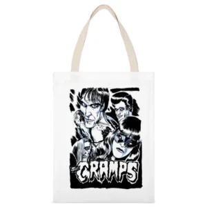 The Cramps White Canvas Tote Shopping Bag