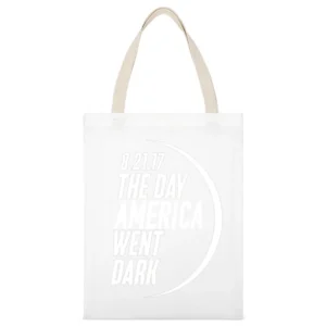 The Day America Went Black Solar Eclipse August 21 2017 Popular Graphi White Canvas Tote Shopping Bag