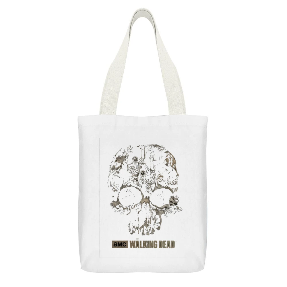The Dead Skull White Canvas Tote Shopping Bag With Interior Pocket