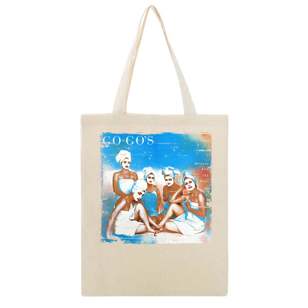 The Go Gos Beauty And The Beat Album Cover Distressed Image Beige Canvas Tote Shopping Bag