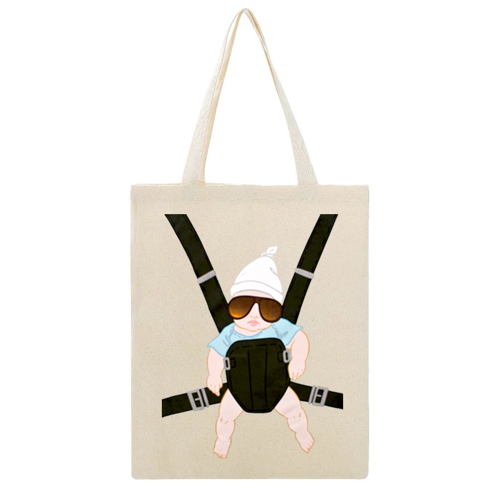 The Hangover Movie Baby Carrier Funny Beige Canvas Tote Shopping Bag