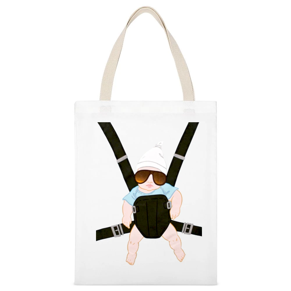 The Hangover Movie Baby Carrier Funny White Canvas Tote Shopping Bag