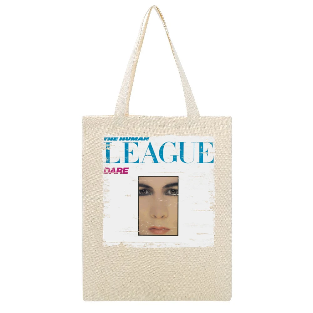 The Human League Dare Album Cover Distressed Image Beige Canvas Tote Shopping Bag