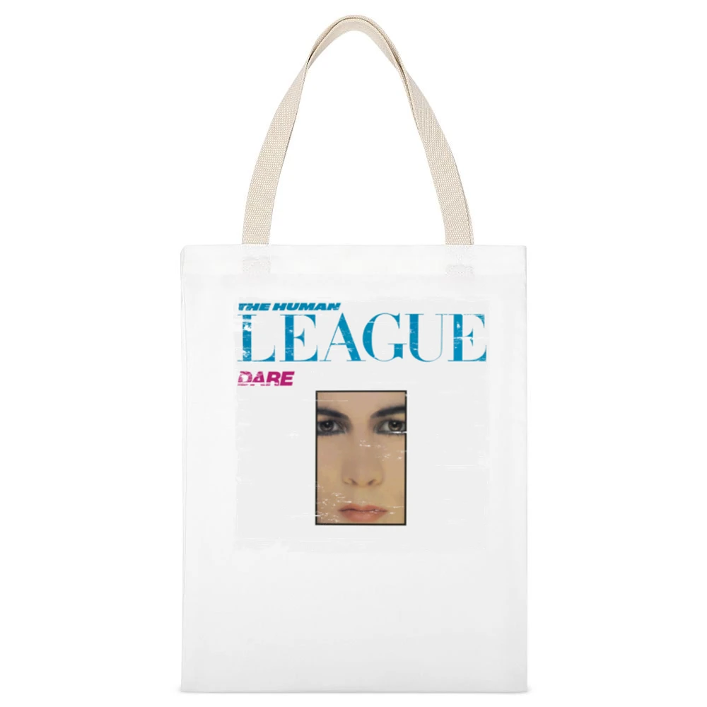The Human League Dare Album Cover Distressed Image White Canvas Tote Shopping Bag