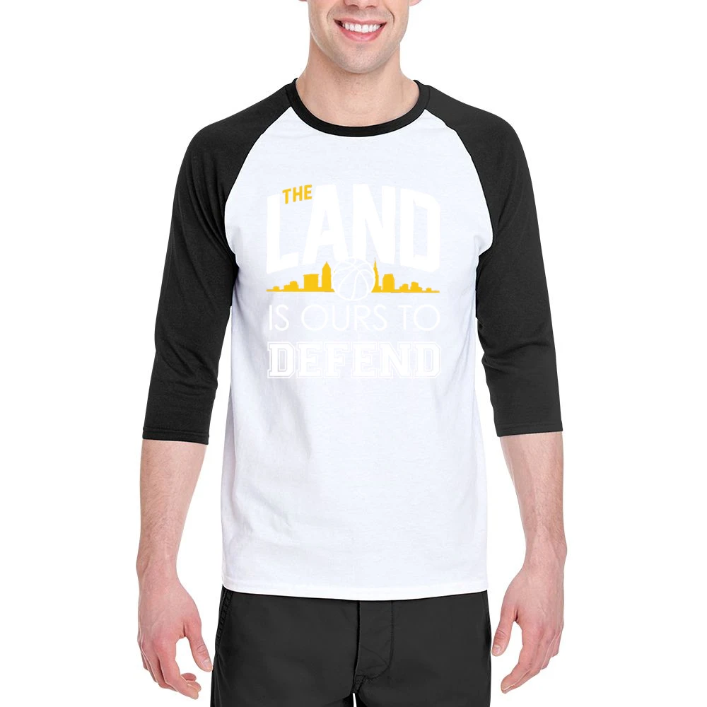 The Land Is Ours To Defend Cool Cleveland Basketball Championship Cavs Men 3/4 Sleeve T-Shirt