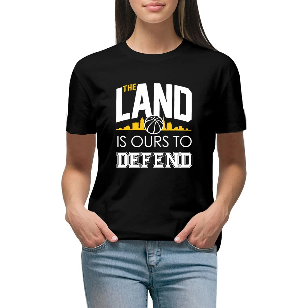 The Land Is Ours To Defend Cool Cleveland Basketball Championship Cavs Premium Women Ladies T-shirt
