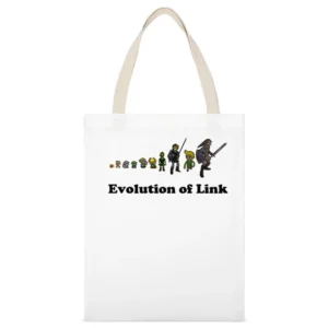 The Legend Of Zelda Evolution of Link White Canvas Tote Shopping Bag