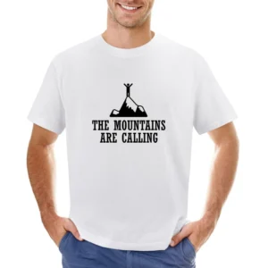 The Mountains Are Calling Fun Adventure Wanderlust Graphic Asian Size Men T-Shirt