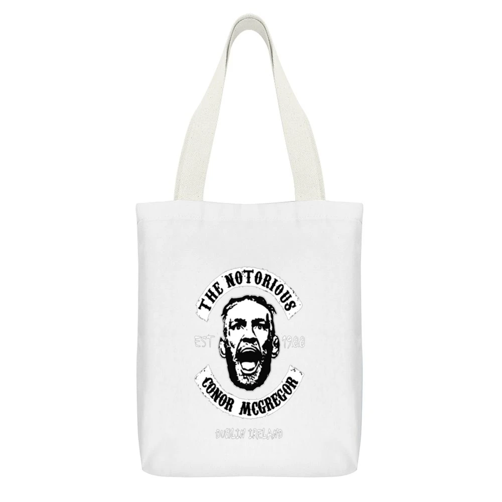 The Notorious Conor Mcgregor Tshirt (all Styles And Colors Available) White Canvas Tote Shopping Bag With Interior Pocket