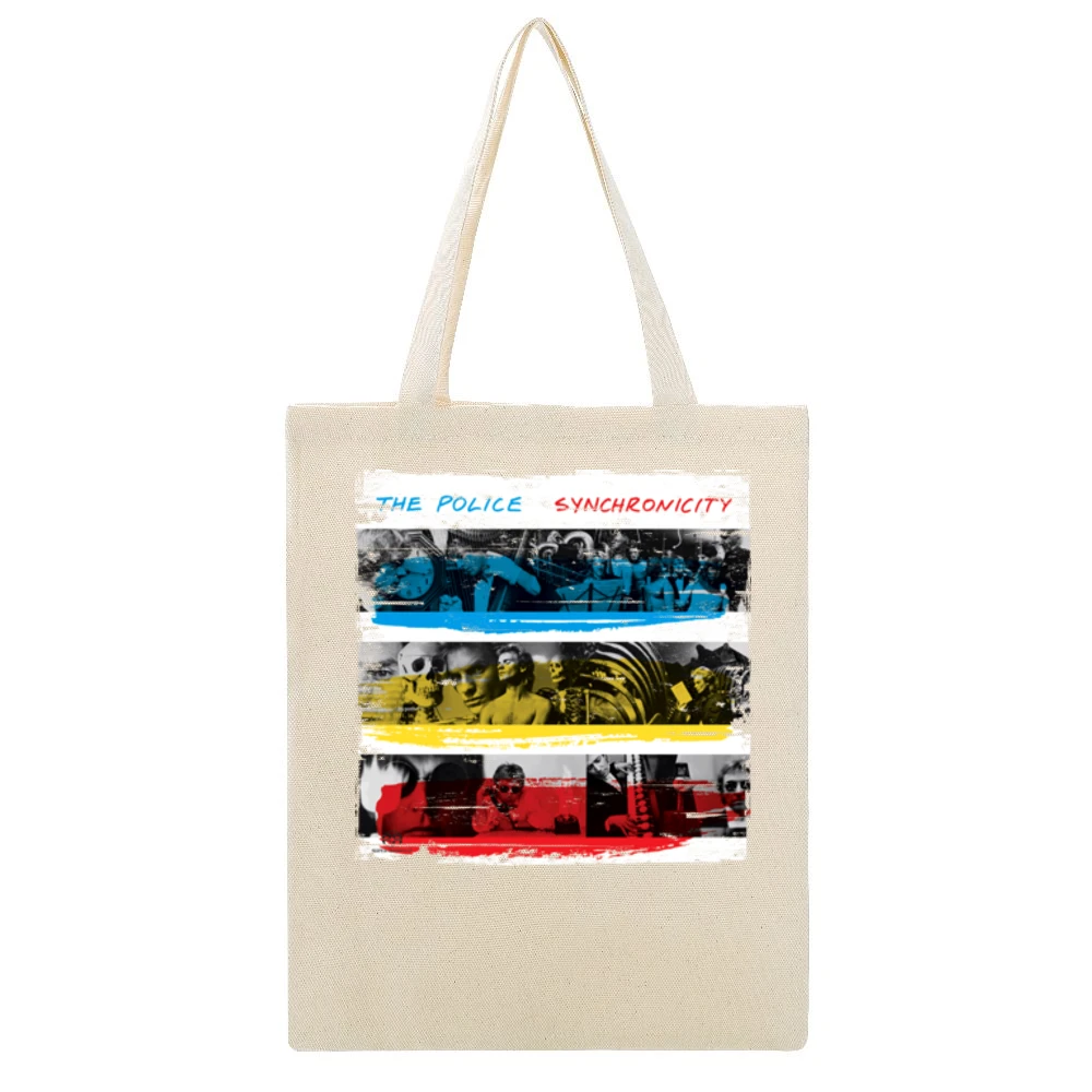 The Police Synchronicity Album Cover Distressed Image Beige Canvas Tote Shopping Bag