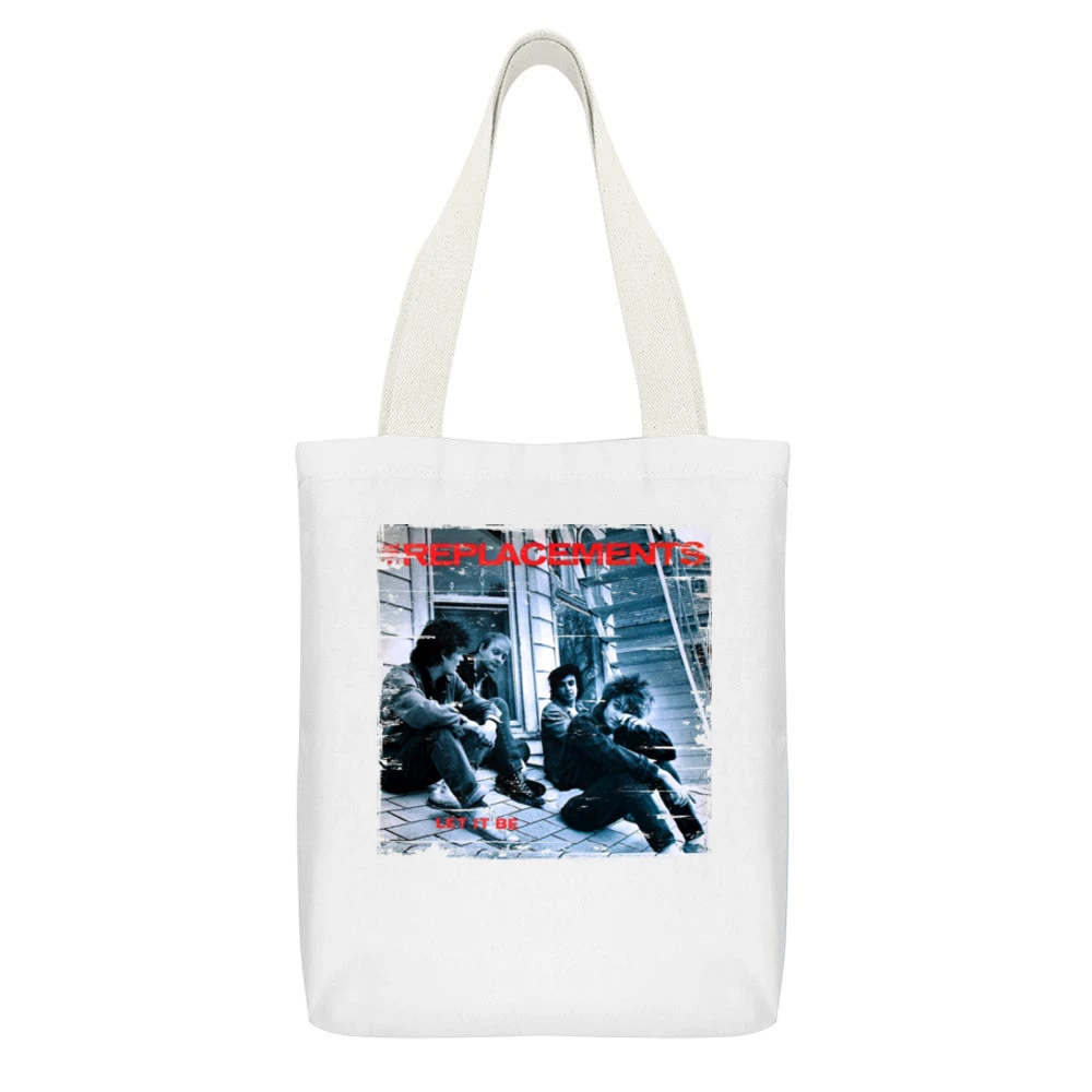 The Replacements Let It Be Album Cover Distressed Image White Canvas Tote Shopping Bag With Interior Pocket