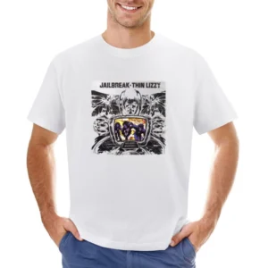 Thin Lizzy Jailbreak Album Cover Distressed Image Asian Size Men T-Shirt