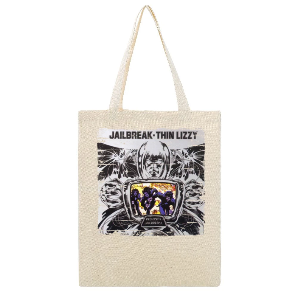 Thin Lizzy Jailbreak Album Cover Distressed Image Beige Canvas Tote Shopping Bag