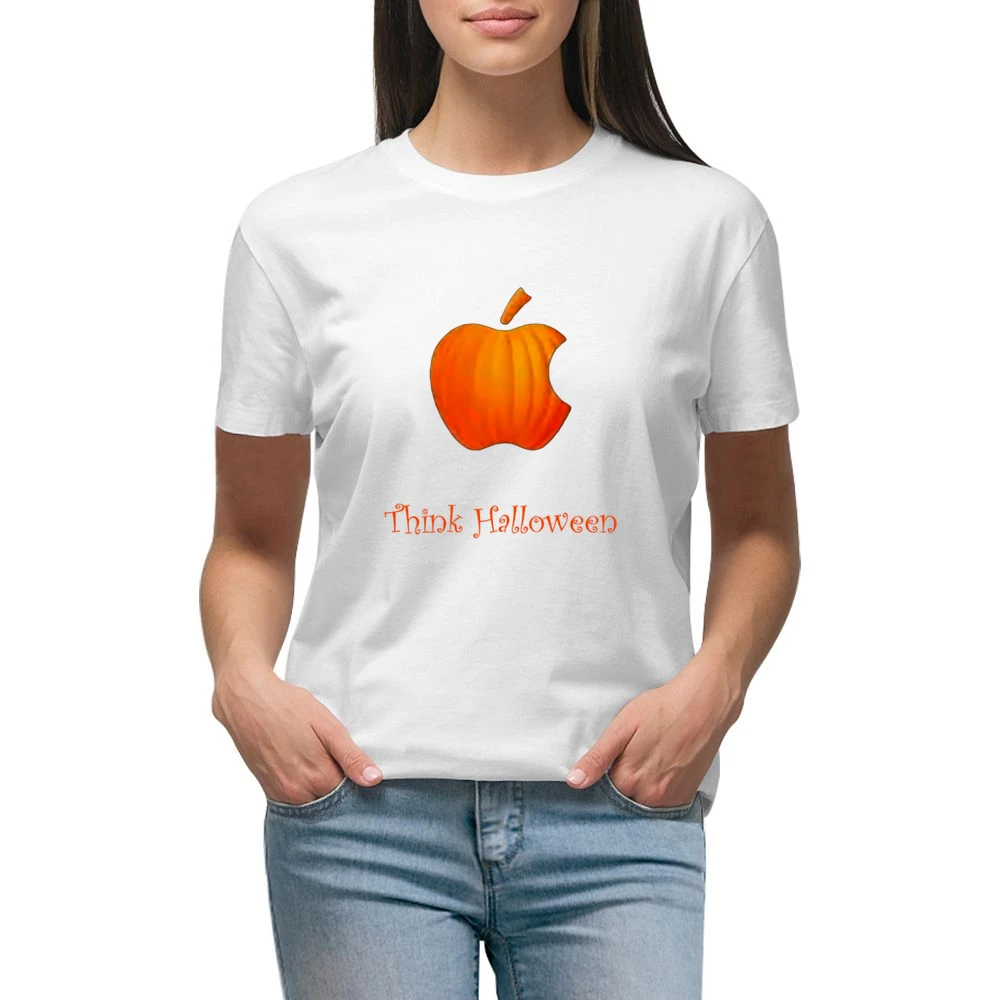 Think Halloween Premium Women Ladies T-shirt
